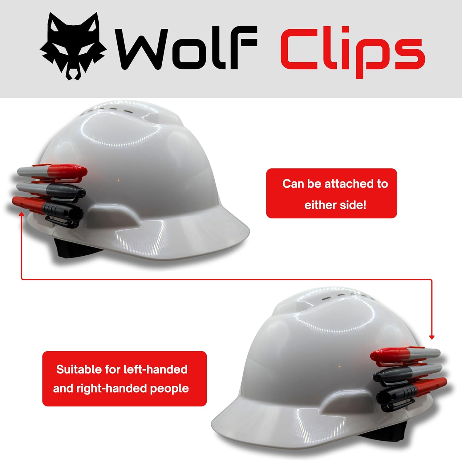 Hard Hat Clip Collection - 3 Markers - Red
