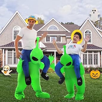 Inflatable Alien Costume for Kids, Funny Halloween Ride-On Blow Up Costume | Funny Kids Alien Ride-On Illusion|Durable Lightweight Design|Powerful Fan|Easy to Wear for Halloween Parties|Events & Photos