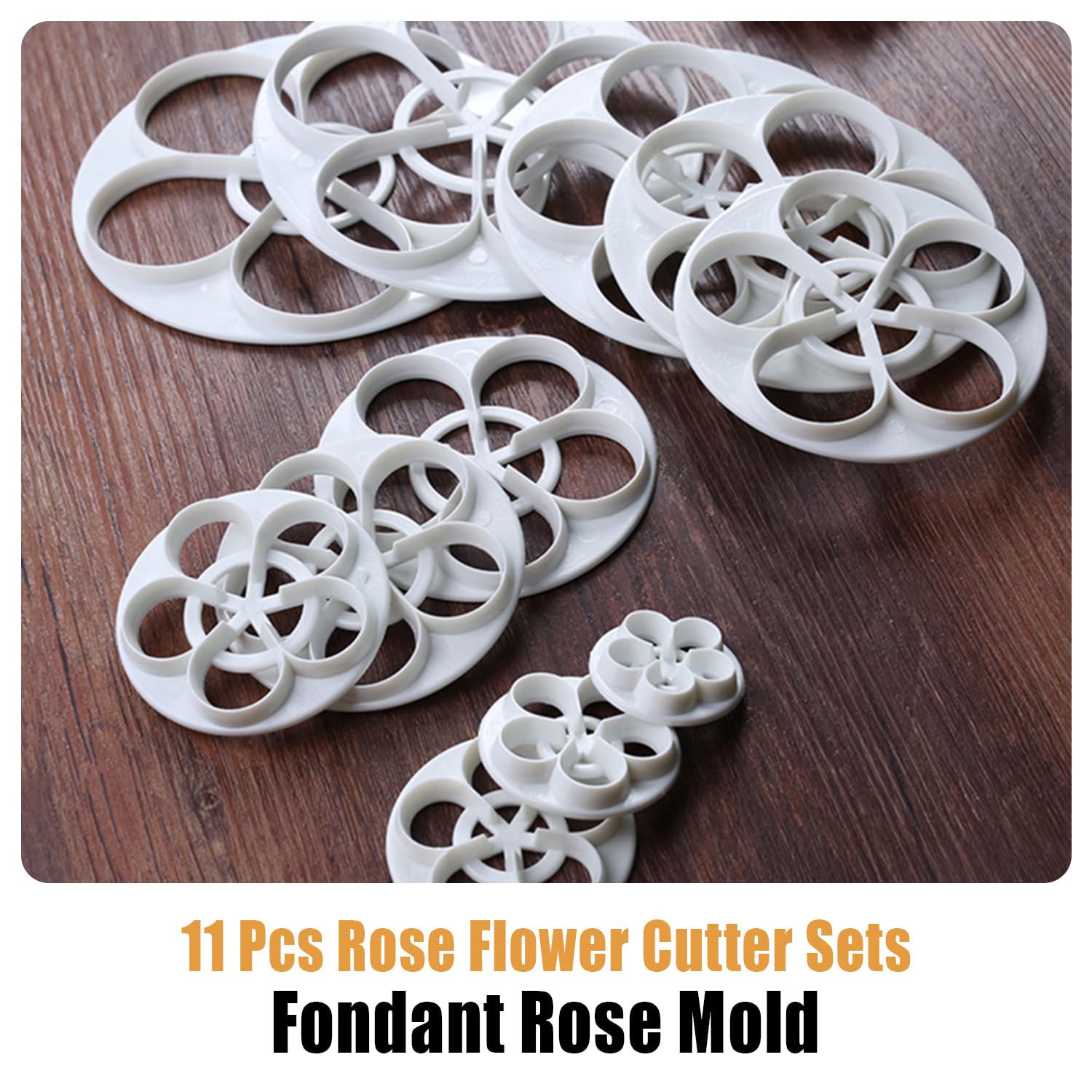 KALAIEN Ausstechformen-Set mit Rosenblüten, 11-teiliges Set, Zuckerpaste, Backform, Kekse, Gebäck, Ausstecher, Küchenwerkzeug