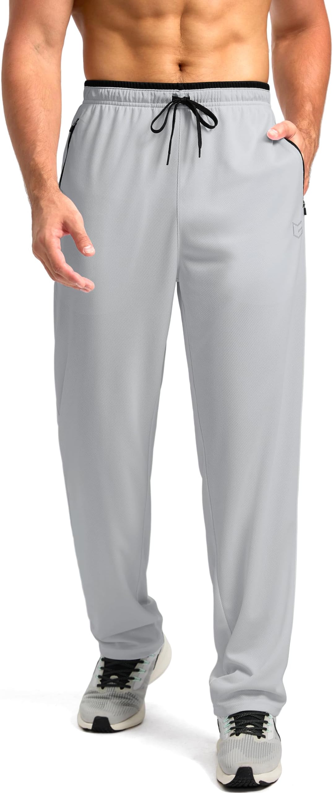 G Gradual Men's Sweatpants with Zipper Pockets Open Bottom Athletic Pants for Men Workout, Jogging, Running, Lounge