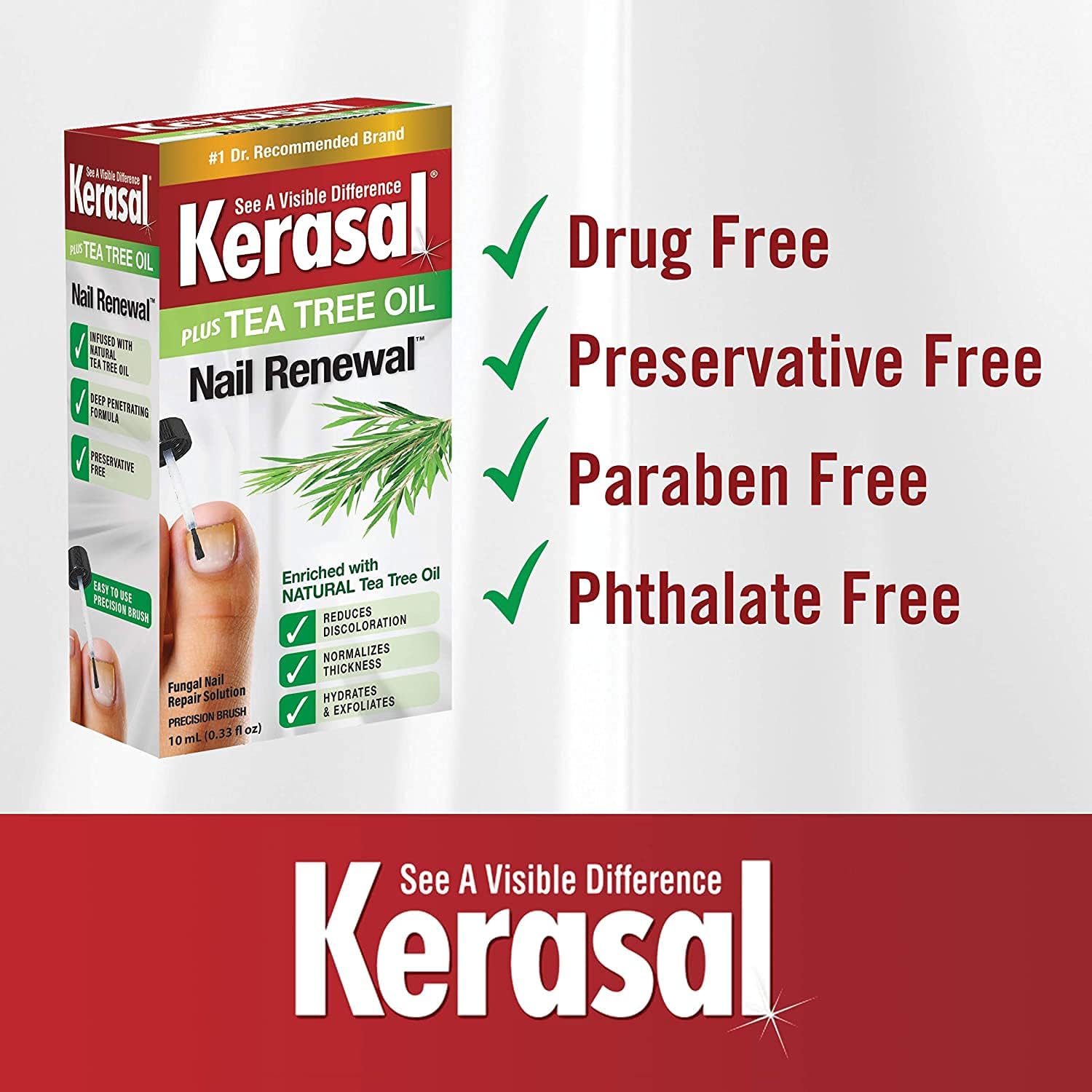 Kerasal Renewal Nail Repair Solution with Tea Tree Oil for Discolored and Damaged Nails, 0.33 Oz : Beauty & Personal Care