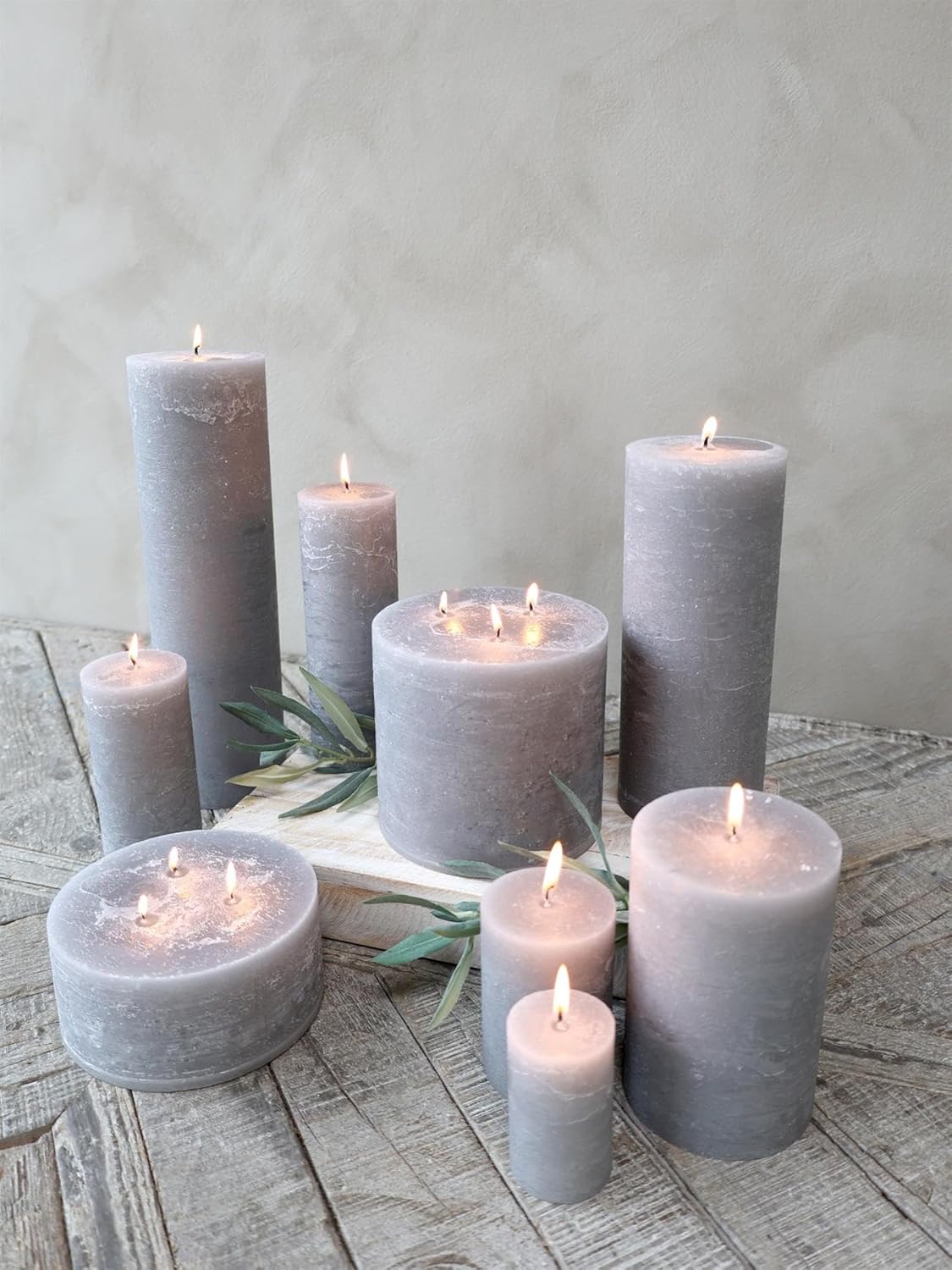 French Grey Pillar Candles Grey Coloured Candles Danish Candles