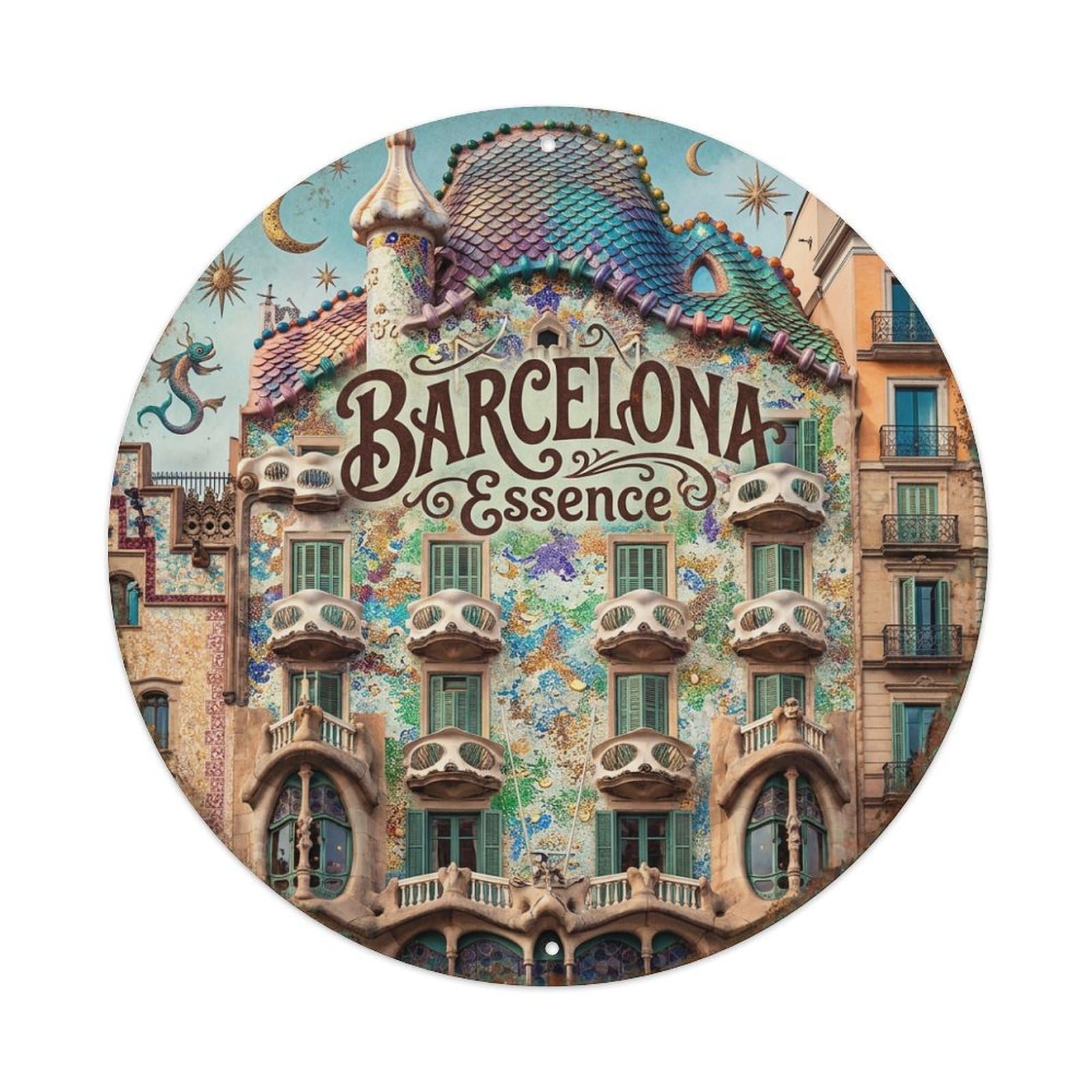 Metal Tin Sign Vintage Travel Barcelona Spain Signature