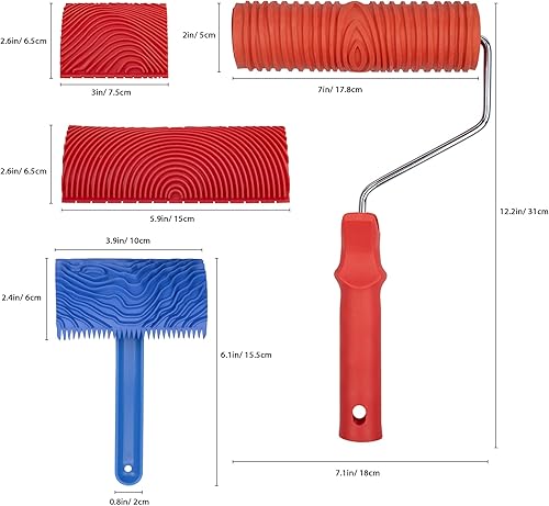 Miniatura 2 de MOTASOM - Herramienta de pintura de grano de madera, rodillo de patrón de textura de madera empaistica con asa, juego de herramientas de pintura de