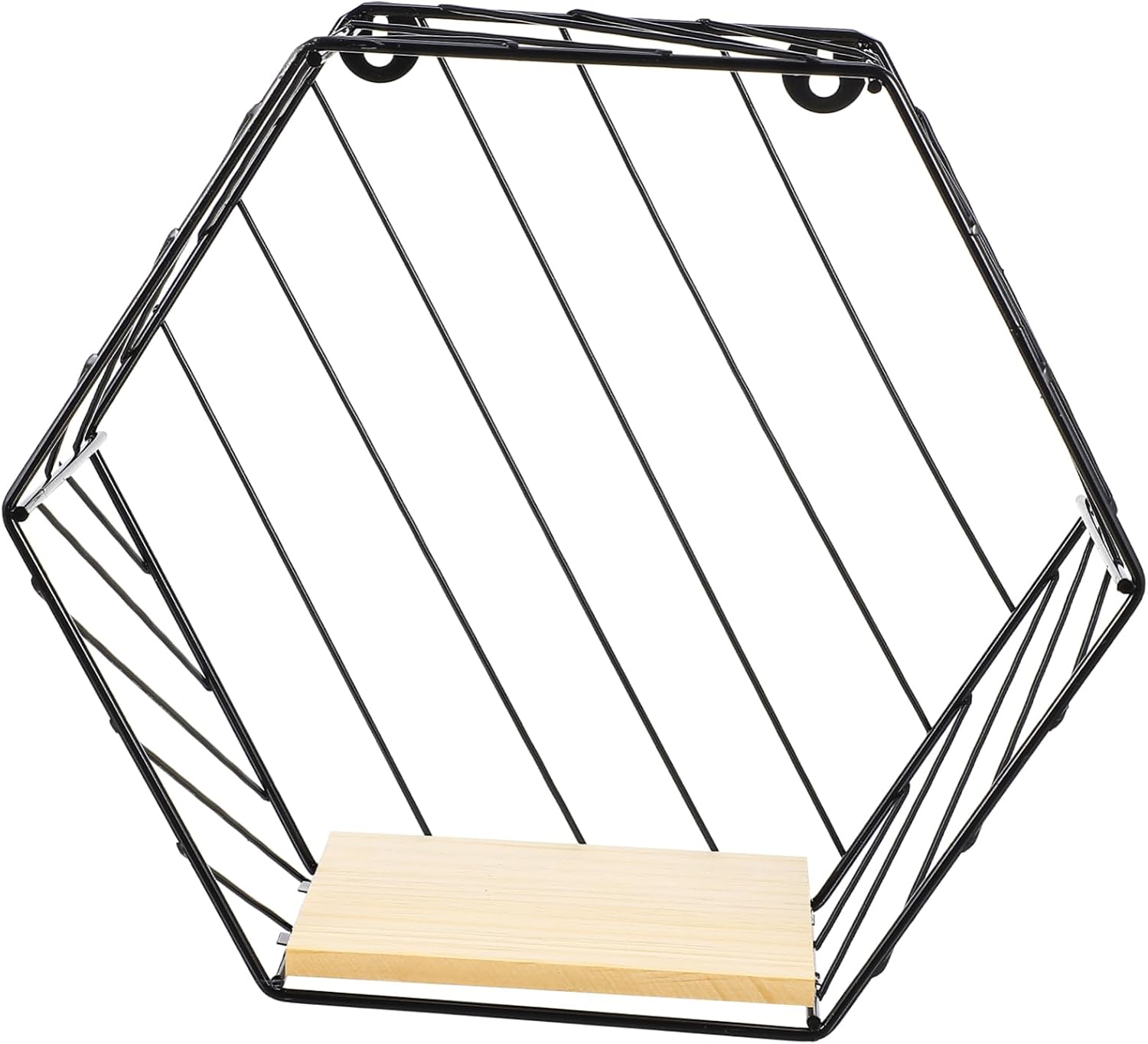 ABOOFAN Punch-Free Wall Storage Shelf Iron Wood Black for Bathroom Decor