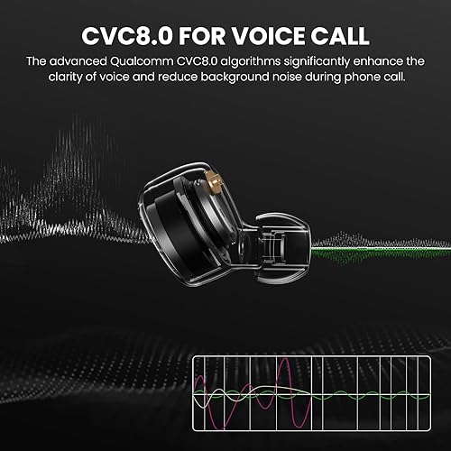 Miniatura 4 de TRANYA Auriculares inalámbricos T6 con audio adaptativo Qualcomm AptX, auriculares Bluetooth CVC 8.0 con reducción de ruido, conexión multipunto,