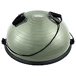 ZELUS Balance Ball Trainer with Resistance Bands and Foot Pump, Inflatable Yoga for Home Gym Workouts, 23 Inch Exercise Half Training Core Strength Fitness More, 330lb Cap, Matcha green