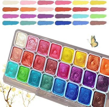 Color Shifting Watercolor Paint, Metallic Watercolor Paints Shifting Watercolor Painting Set, Shimmer Watercolor Paints Pearlescent Watercolor Paint Set C_Small 24 Colors