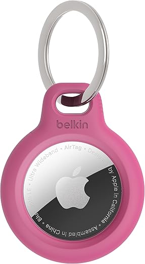 Belkin Polyethylene Terephthalate AirTag Case Secure Holder with Key Chain for Apple Air Tag Protective Cover with Advance Scratch Resistance -…