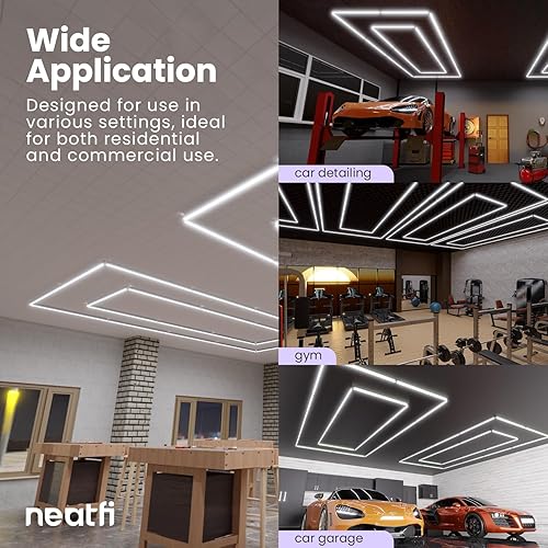 Miniatura 4 de Neatfi Luz LED superbrillante para garaje, 35,200 lúmenes, iluminación de techo para tiendas de automóviles, gimnasio, sótano, almacén, peluquería y