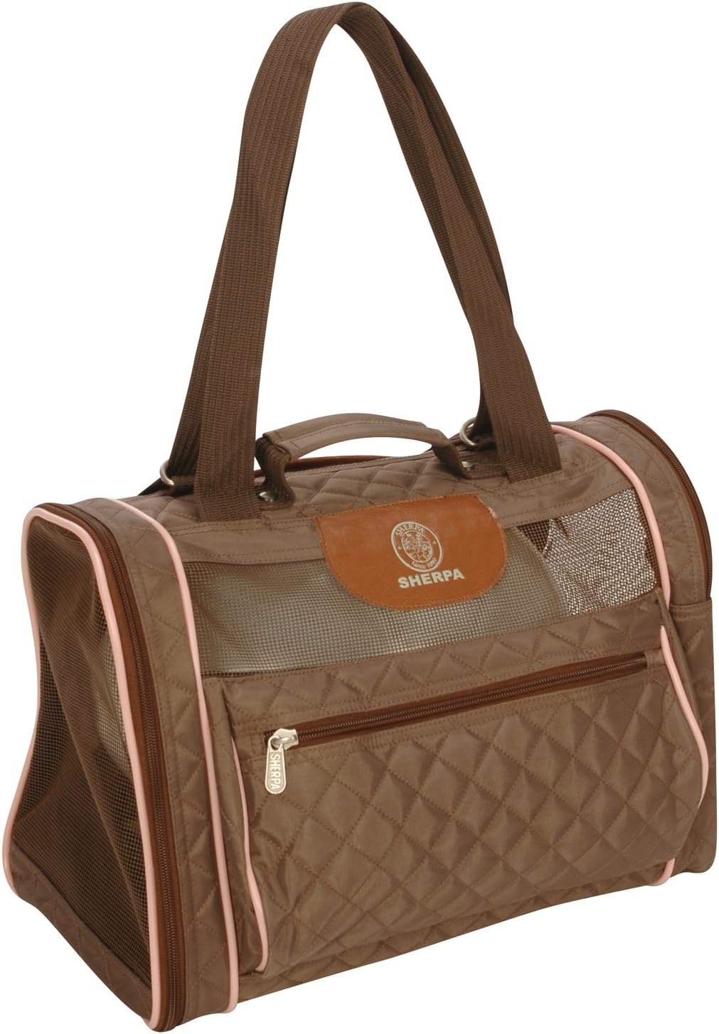 Sherpa Backpack Dog Cat Pet Carrier Medium, Brown and Pink 10238