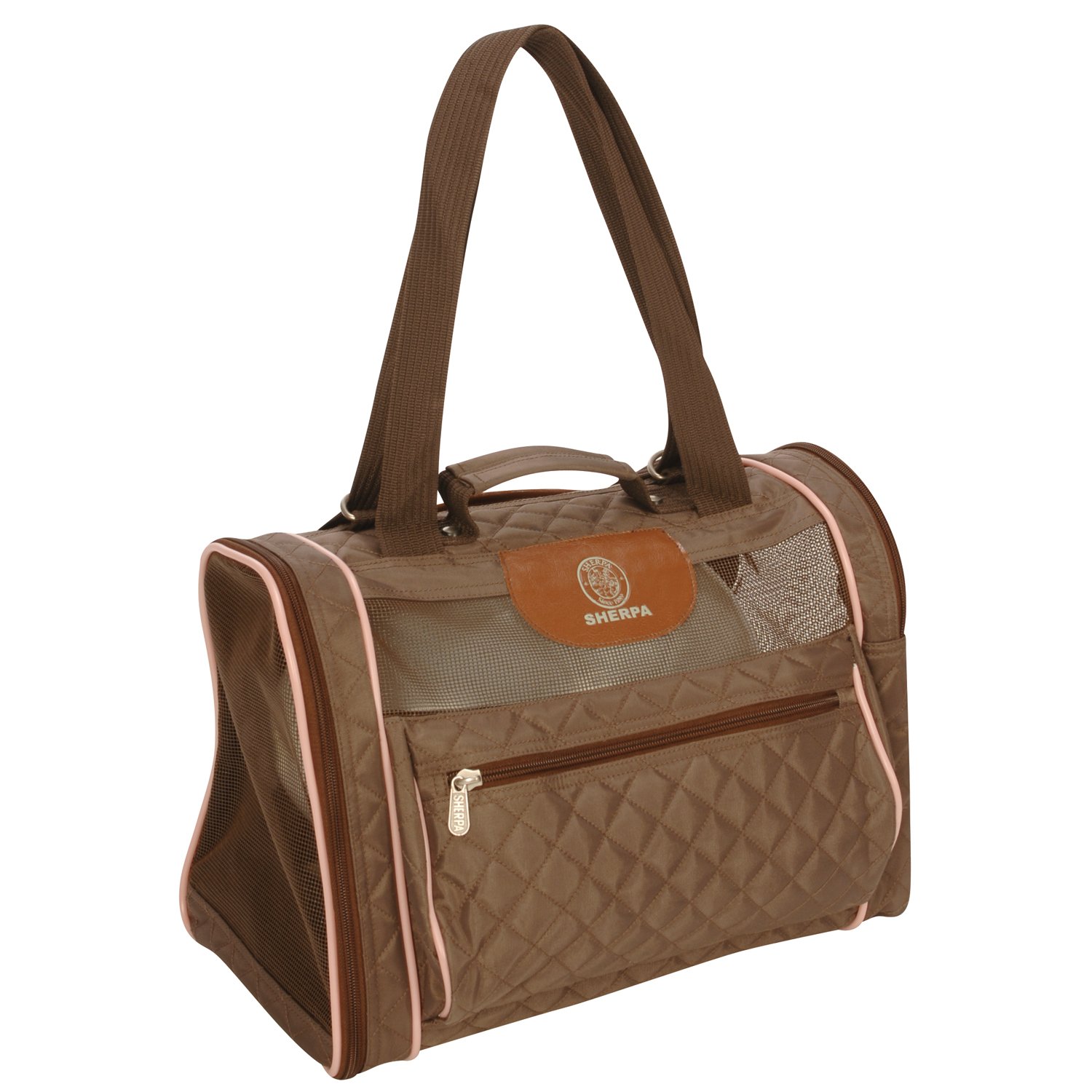 Sherpa Backpack Dog Cat Pet Carrier Medium, Brown and Pink 10238