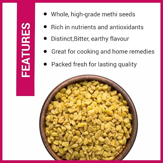 JALPUR MILLERS Fenugreek Seeds–whole Methi seed rich in essential nutrients and antioxidants–Whole Fenugreek Seed Ideal for Cooking,Digestion,Skin Care & Hair Care–Natural Spice Seeds – 500g(Pack 1)