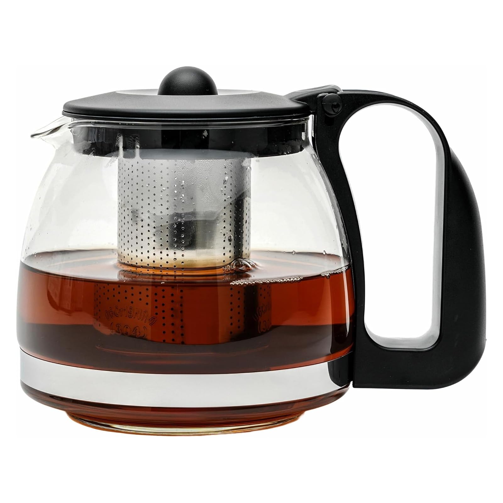 Teekanne Glas 2 Liter Mit Siebeinsatz, Edelstahl Filter Sieb, Bürste - Für Schwarztee, Grüntee und Kräutertee