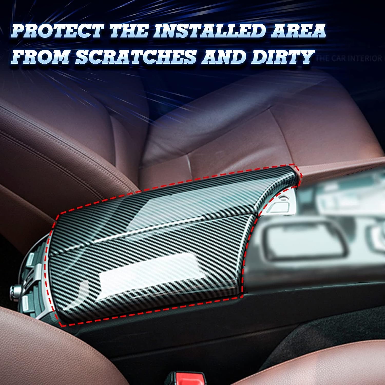 x xotic tech Car Interior Center Armrest Box Cover, Carbon Fiber Pattern Console Storage Box Protector Cap Trim Compatible with BMW 5 Series F10 F11 2010-2017