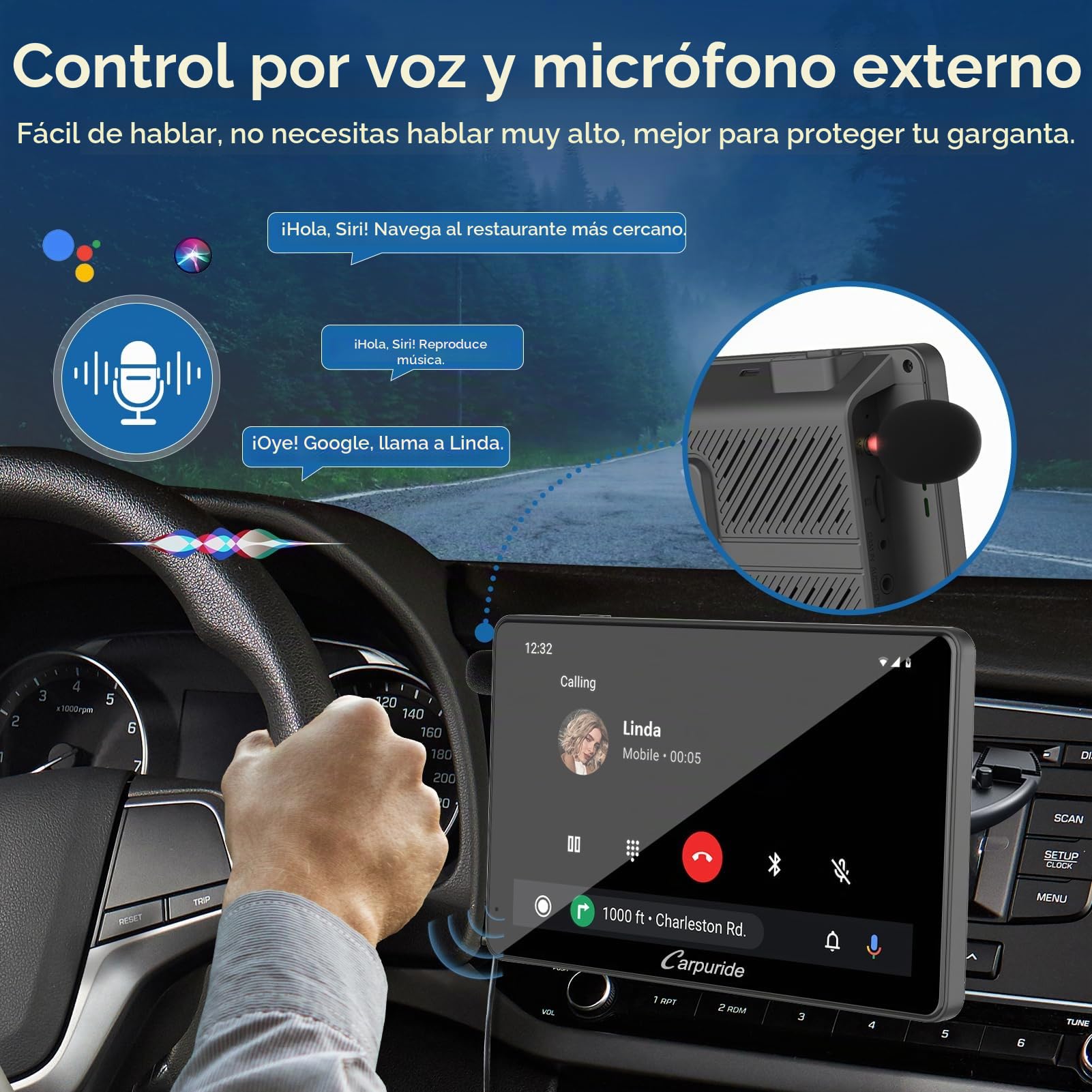CARPURIDE 7” CarPlay Inalámbrico/Cableado, Android Auto y Mirror Link | Reproductor de Coche con Cámara de Visión Trasera, Bluetooth 5.0/GPS/FM/Mirror Link/Siri, Montado en el Tablero