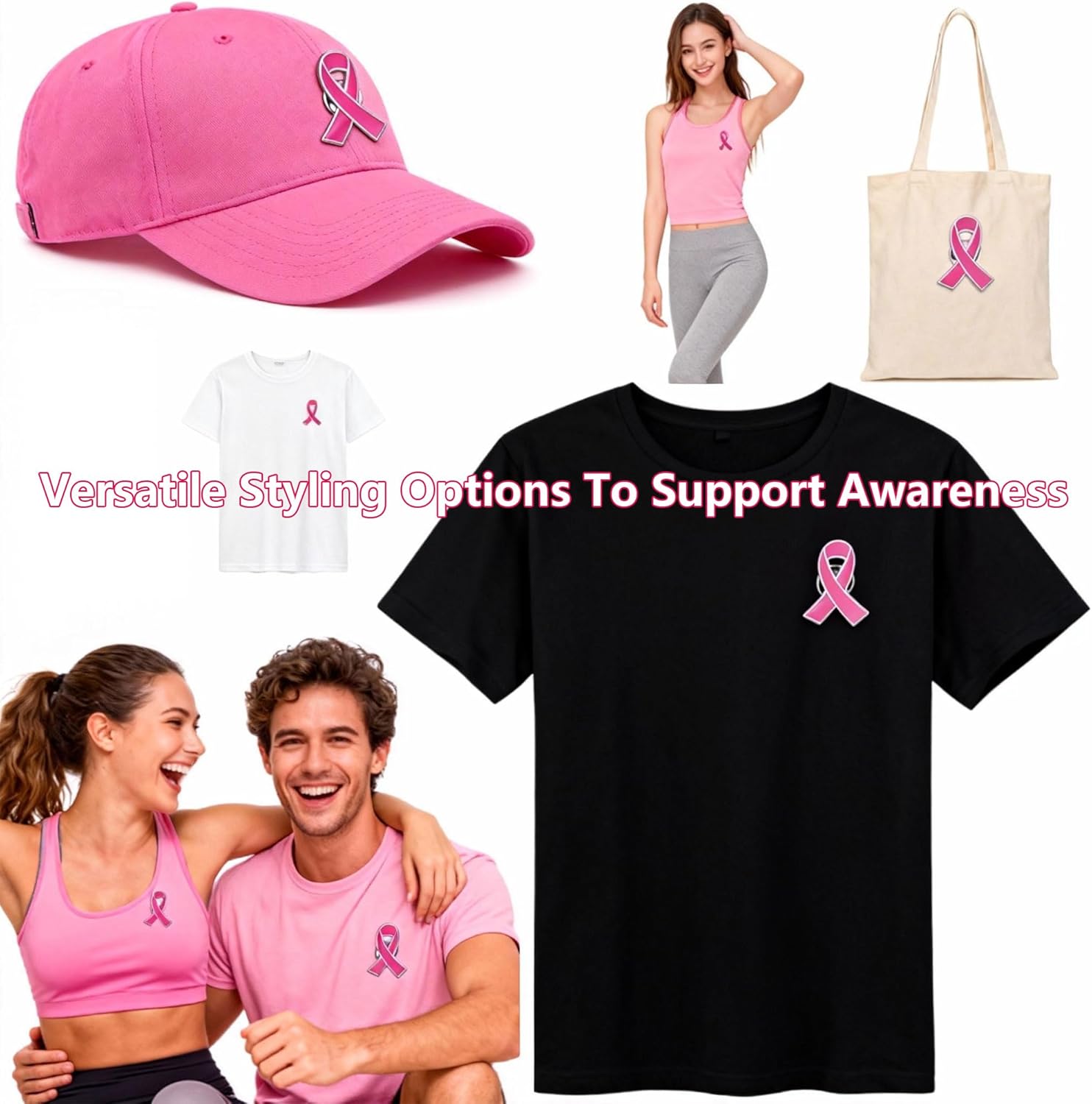 100 pcs Pink Ribbon Breast Cancer Awareness Pin – Hope Support Lapel Brooch for Women, Men, Survivors & Charity Events - Image 3