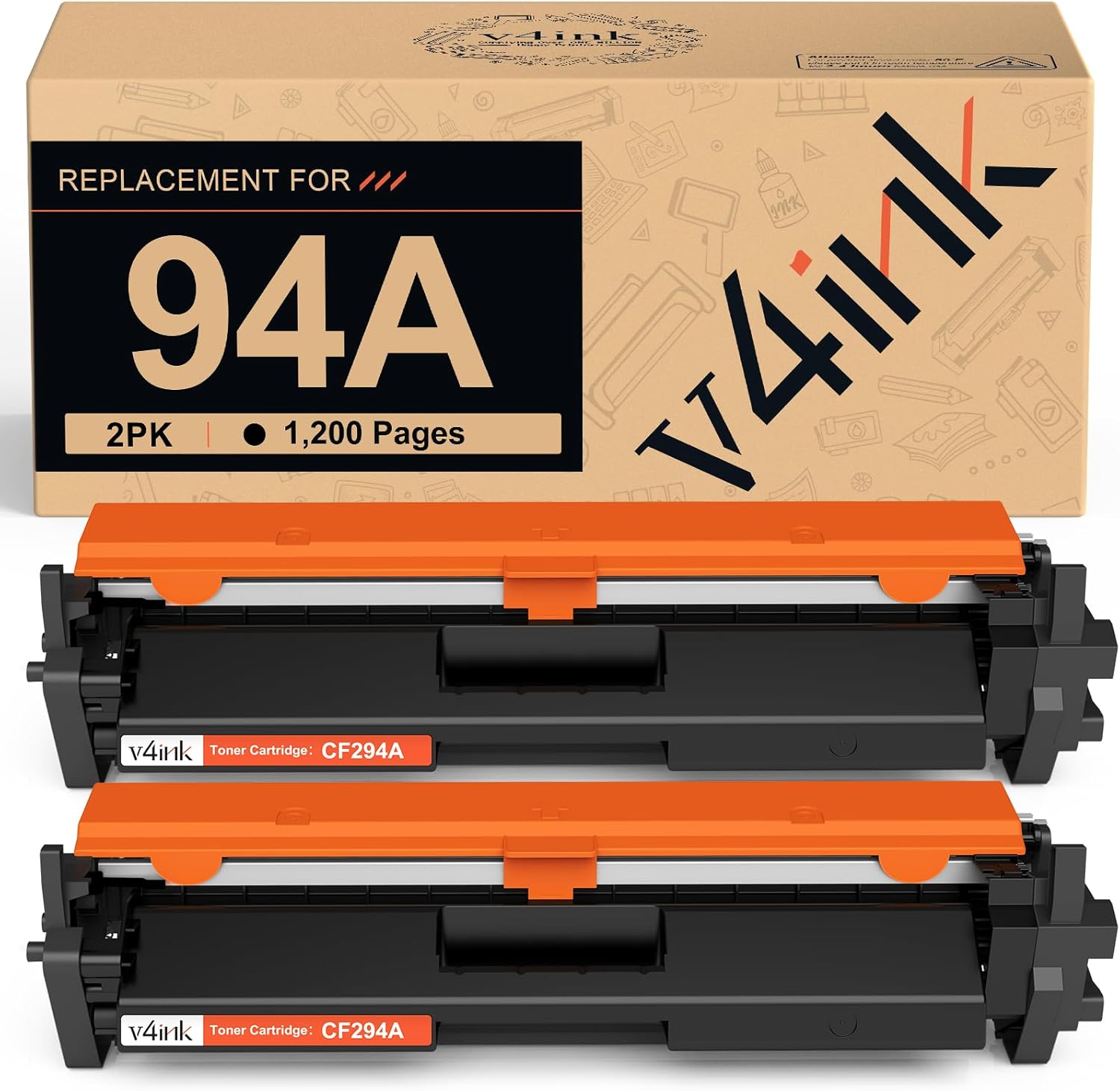 v4ink Compatible 94A CF294A Toner Cartridge Replacement for HP CF294A 94A CF294X 94X Toner Black Ink for Pro M118dw HP Pro MFP M148dw M148fdw M149fdw M118 M148 Printer 2 Pack