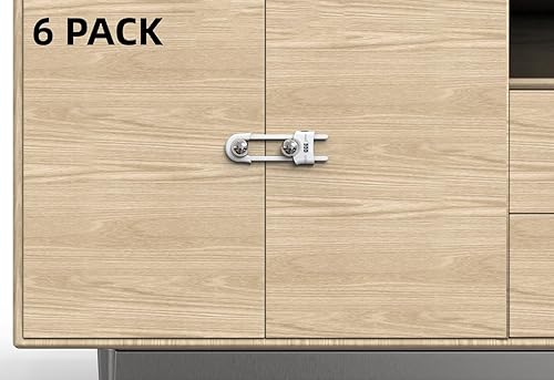 Miniatura 4 de Paquete de 6 cerraduras para puertas correderas de armario con código en forma de U a prueba de niños, ajustables, para armario de seguridad para