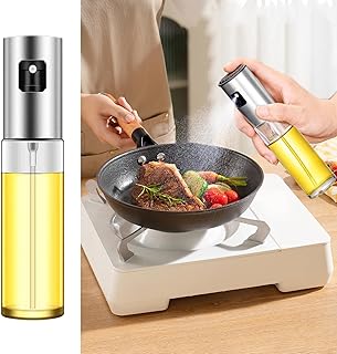 Ölsprüher zum Kochen, Ölsprühflasche für Luftfritteusen, Salat, Küche, Grill, Braten (Silber)