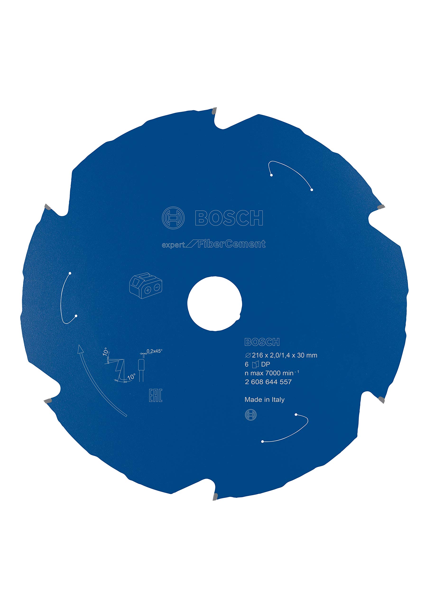 Bosch 1x Kreissägeblatt Expert for Fiber Cement (Faserzement, Sägeblatt Ø 216 x 30 x 2 mm, 6 Zähne, Professional Zubehör Akku Kapp- und Gehrungssäge)