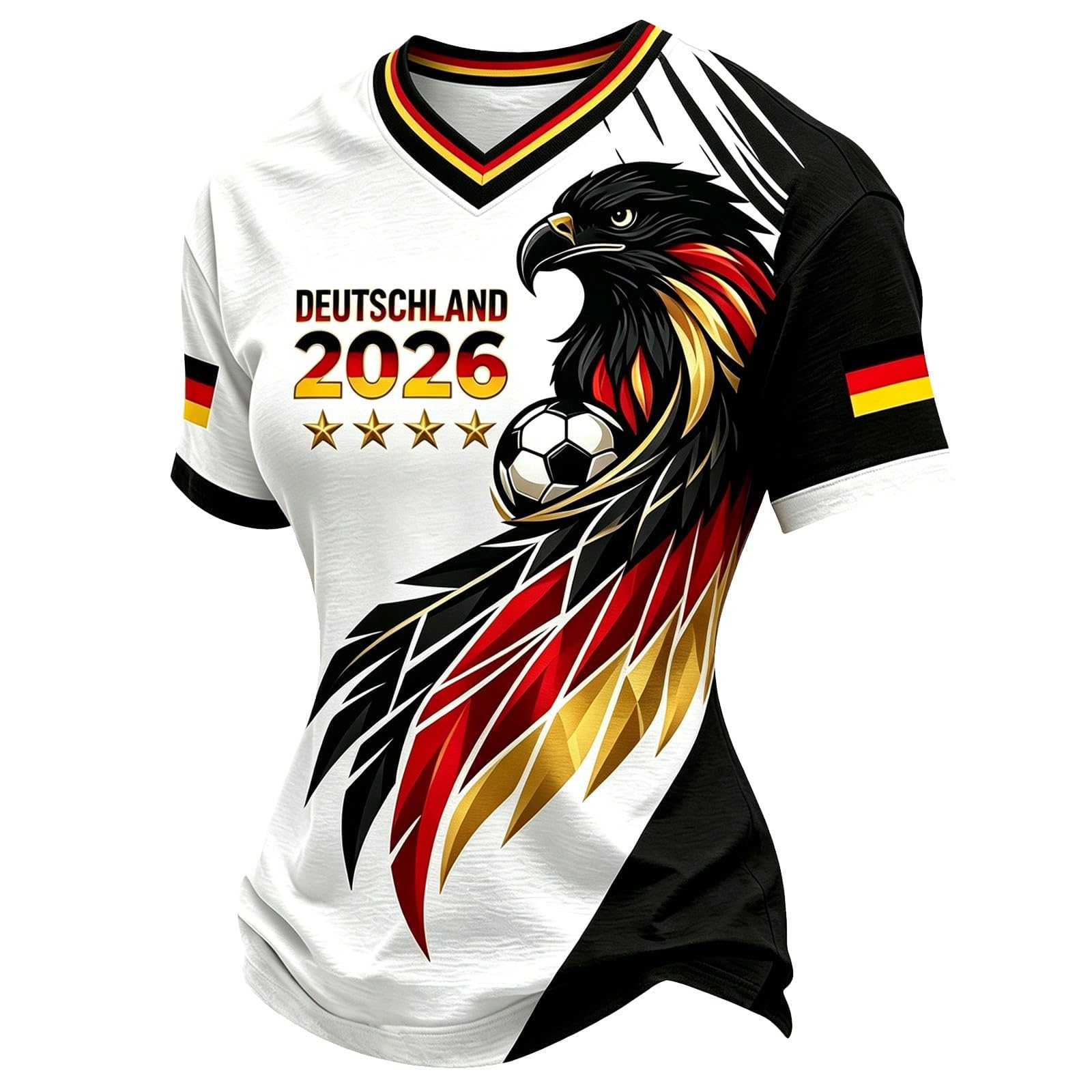 Deutschland Trikot 2026 V Ausschnitt Damen Wm T-Shirt Deutschland Flagge Lässige Fußballfans Fußballtrikot Mit Adler Trainingsshirt Sportshirt Tshirt Fanartikel Germany Football Shirts