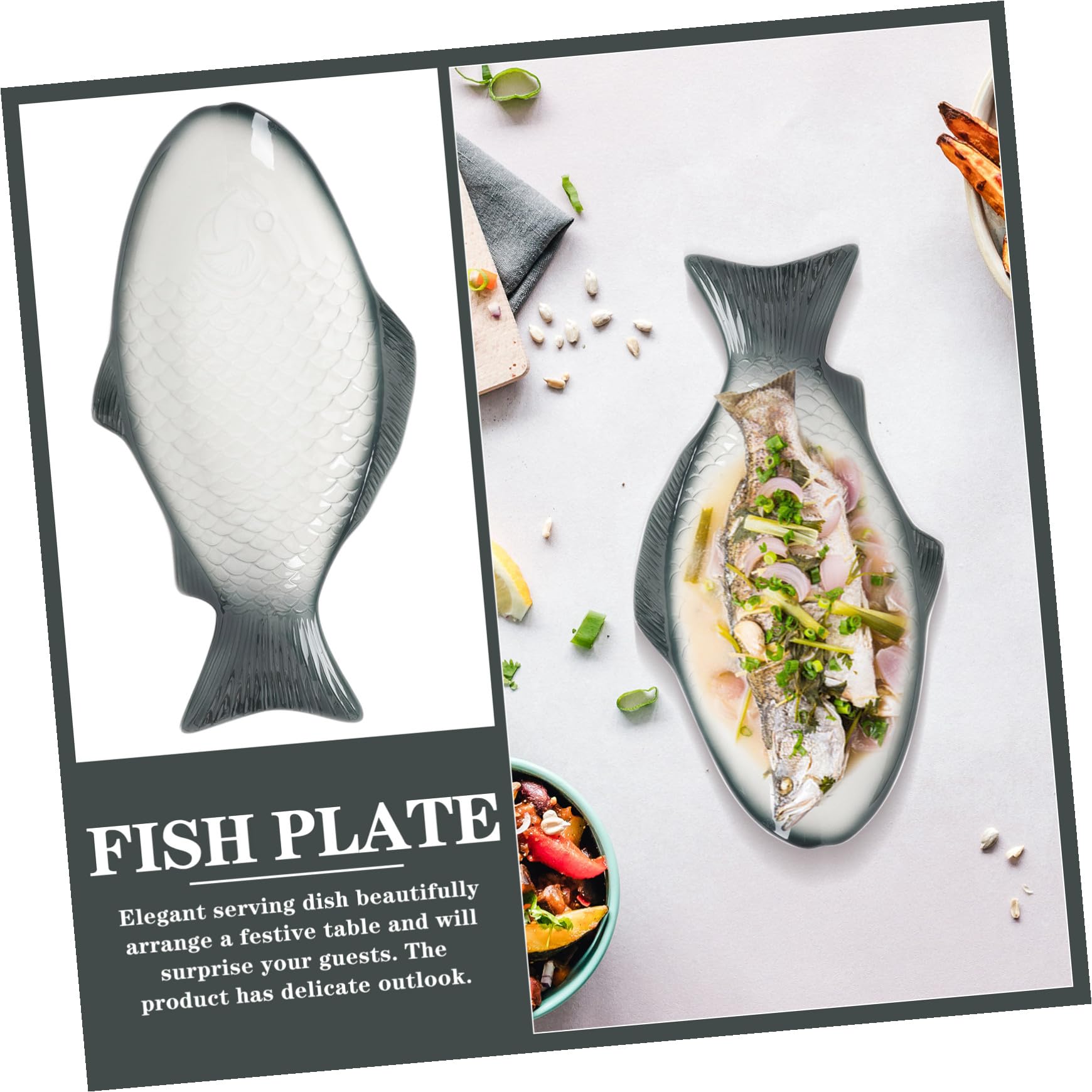 VALICLUD Piatto Forma di Pesce al Vapore in Ceramica Piatto Decorativo per Alimenti per Servire Pesce e Frutti di Mare