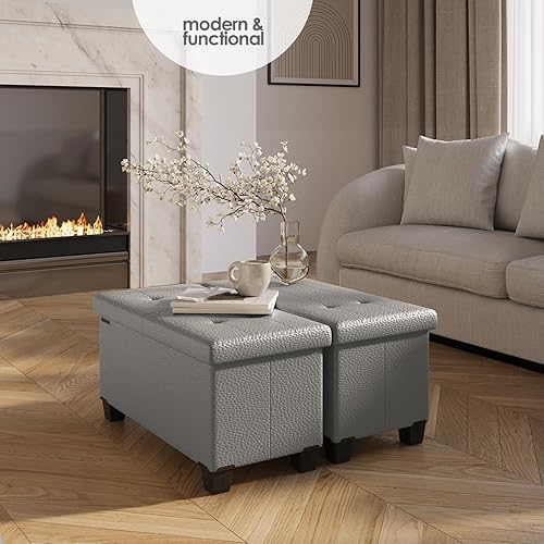 Miniatura 299 de Otomana plegable para dormitorio o sala de estar, con contenedores de almacenamiento, reposapiés para el extremo de la cama, soporta hasta 660 lb,