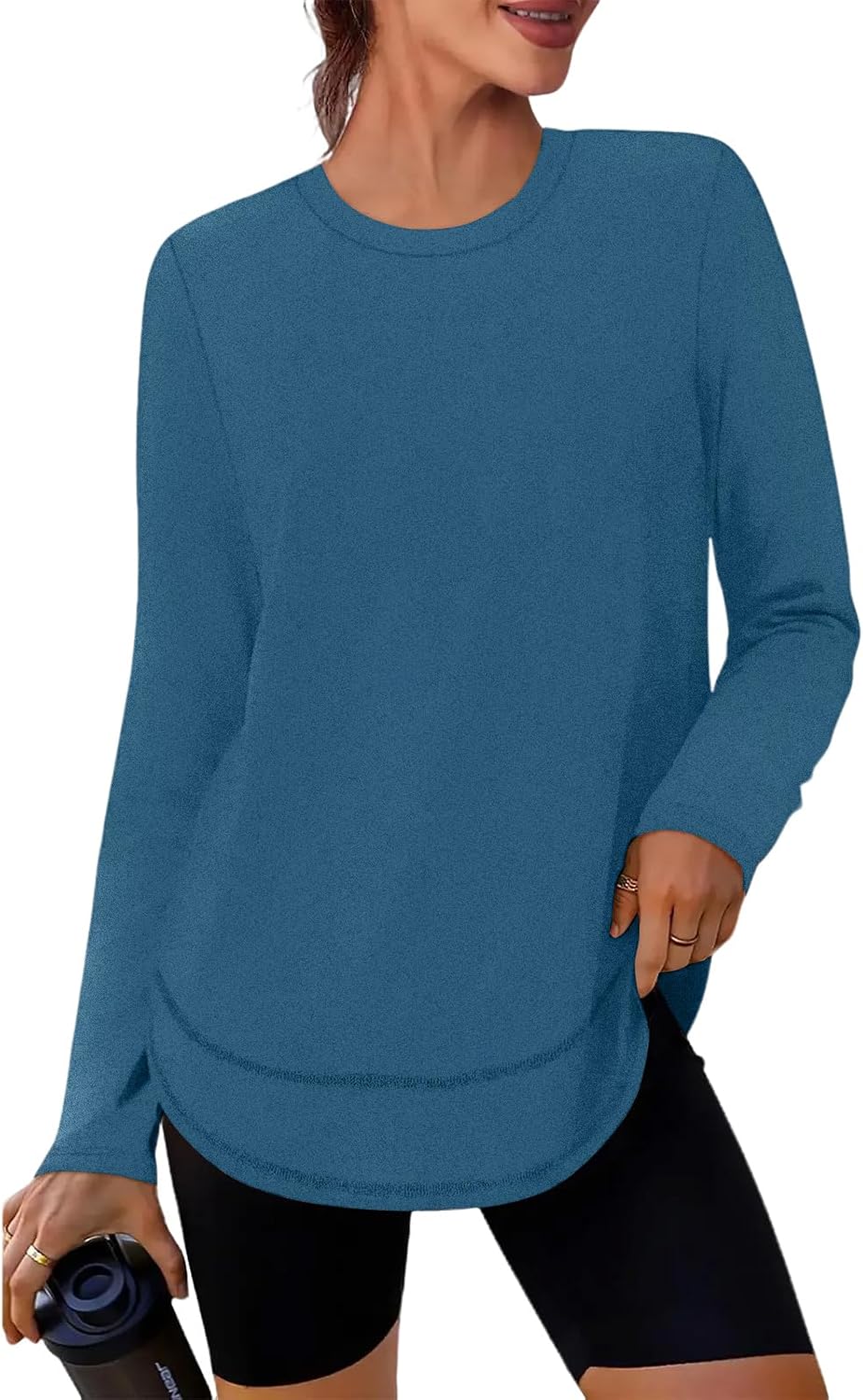 Top for Women Long Sleeve Crew Neck Pullover Casual Basic Tops Loose Fit Lightweight Sweatshirt Fall Winter Trendy Outfits