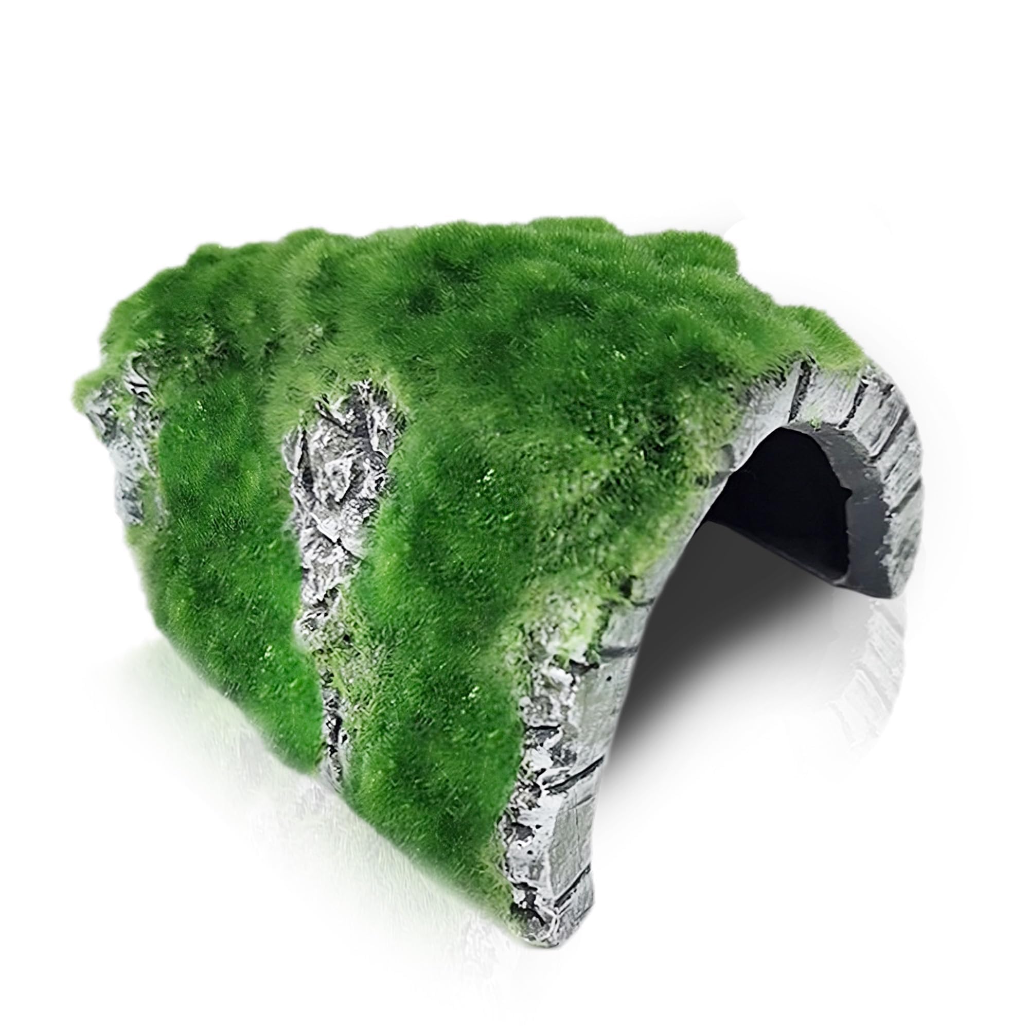 SunGrow Reptile Hideout Cave with Artificial Moss, Rock Habitat Shelter for Lizards, Snakes, Geckos, Frogs & Aquariums, Durable Resin Cave Decor, 6 x 3 x 4 Inches - habitat decor | Mubboo
