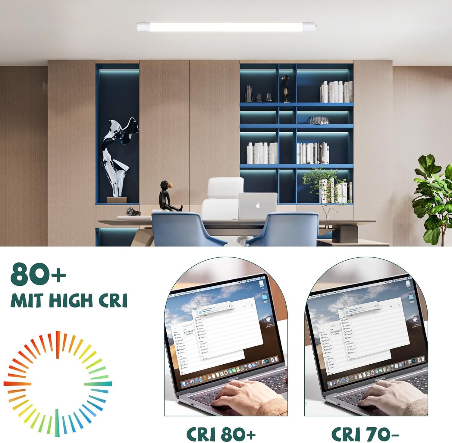 CBJKTX 2ER Deckenleuchte Deckenlampe LED Feuchtraumleuchte - 120CM 36W