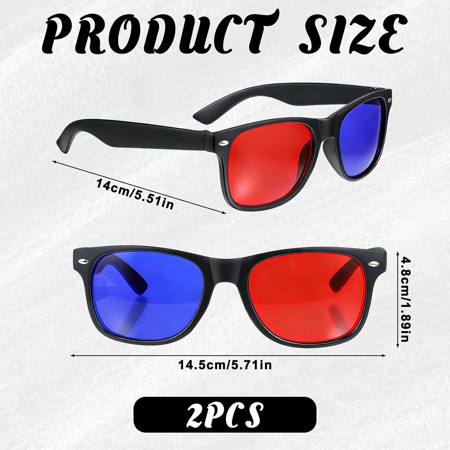 2 Pcs Red and Blue 3D Glasses Universal TV Movie Dimensional Video Frame 3D Glasses DVD Game Glass 3D Style Glasses 3D Viewing Glasses Weightlight Simple Design Televisions Video Accessories
