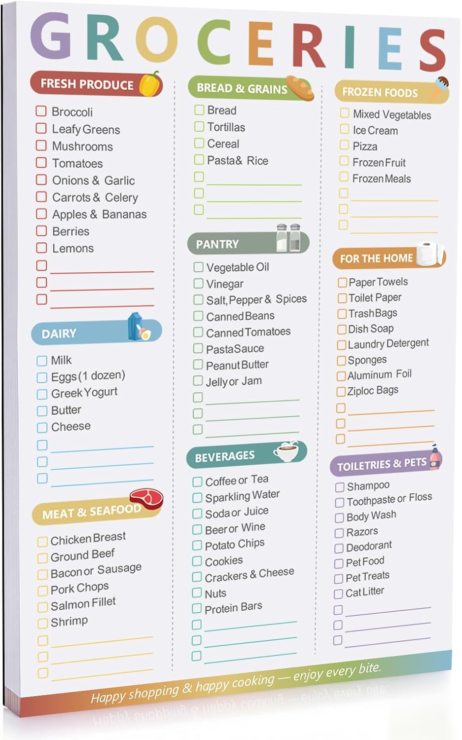 Thboxes Grocery List Magnet Pad for Fridge 60 Sheets, 7 x 10" Magnetic Shopping List Notepad Meal Planning Kitchen Organizer Notepad Weekly Planner