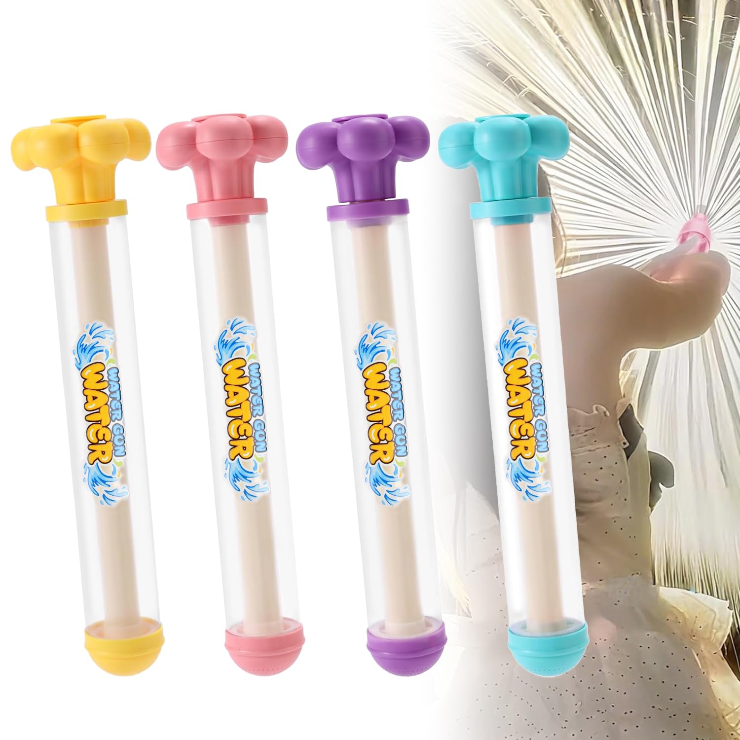 4PCS Firework Water Guns for Kids & Adults, Pull-Out High Pressure Water Blaster, Creative Fireworks Spray Effect, Outdoor Summer Pool Beach Party Water Squirter Toys