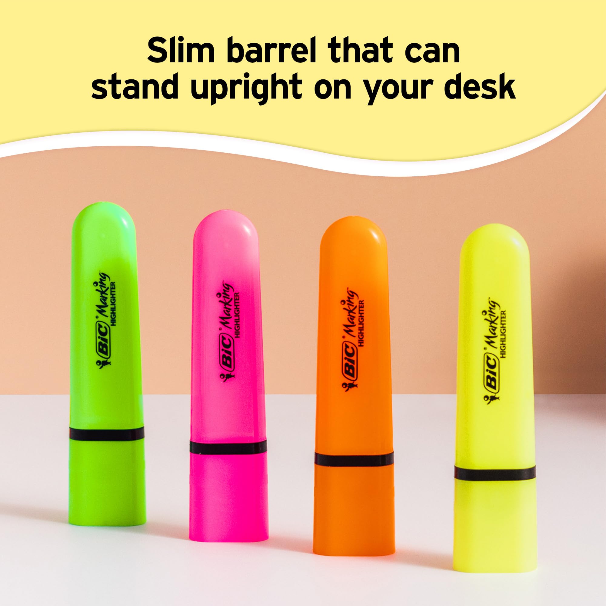 BIC Marking Flat Highlighter Pens with Modular Chiselled Nib (1.2 mm-4.6 mm) - Assorted Neon and Pastel Colours, Pack of 10 - Image 4