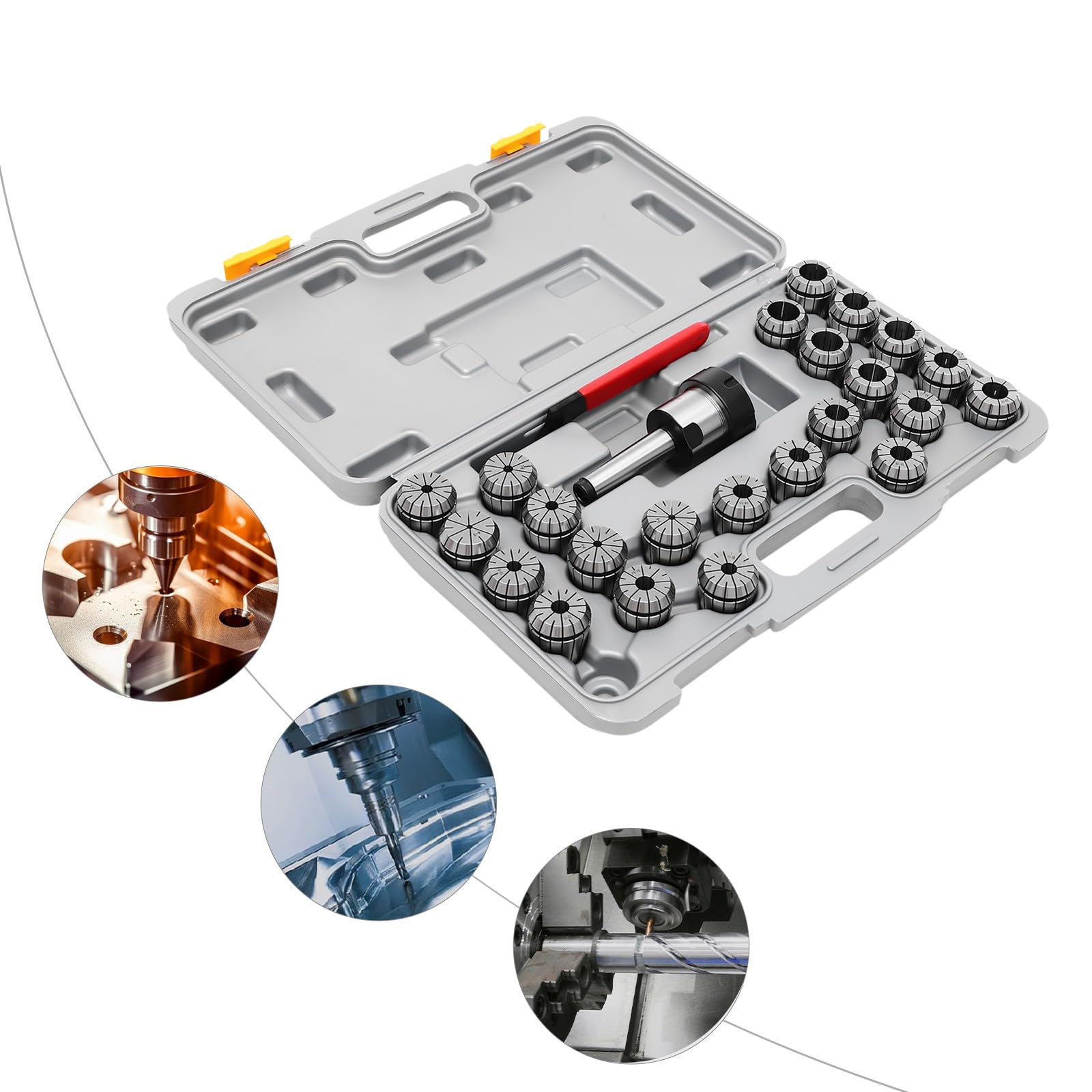 Spannzange Spannzangenfutter Werkzeugaufnahme Frässpindel Schaft MK3 ER40 Collet Set 23 teilig mit Spannbereich 4 bis 26 mm geeignet für CNC Fräsmaschinen