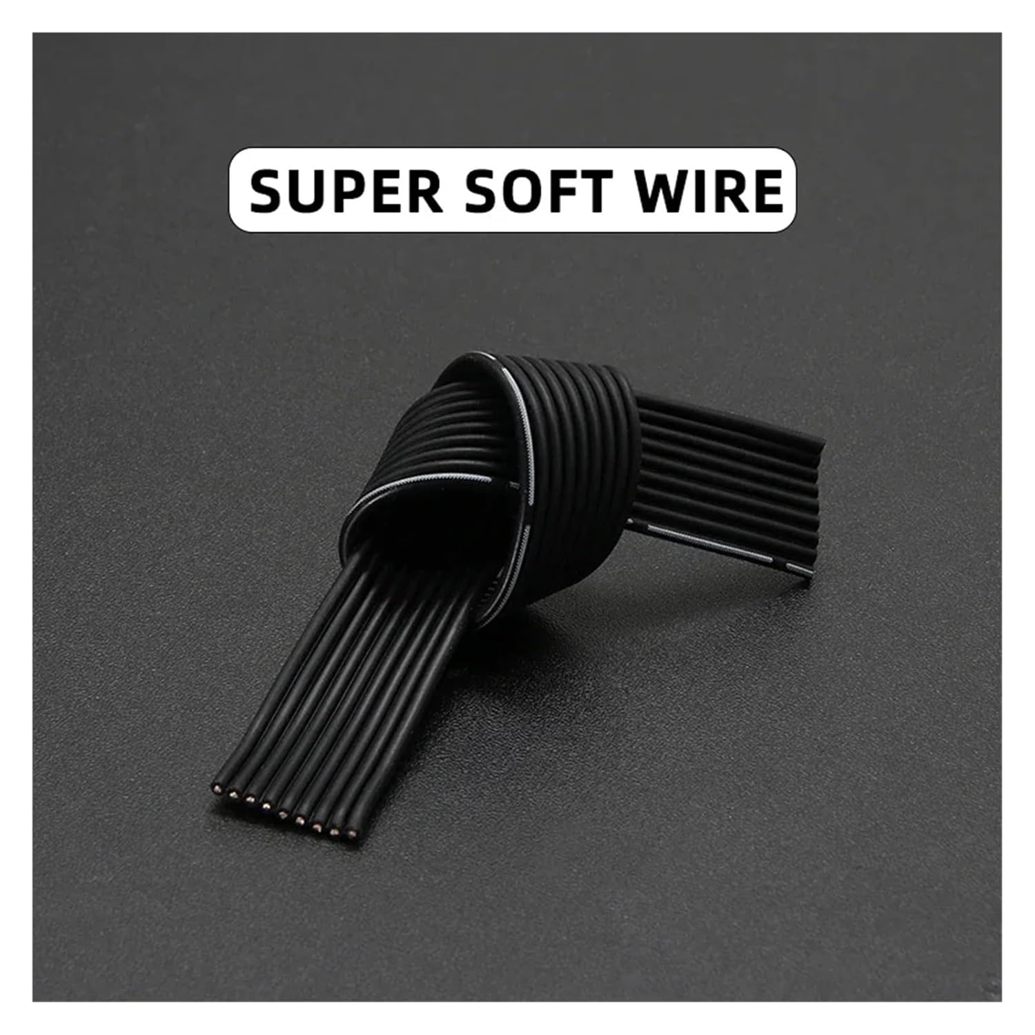2/5/10M Silicone Parallel Wire 30 28 26 24 22 20AWG Multi-core 2P 4P 6P 8P 14P High Temperature Resistant Fexible Copper Cable(Black-12P,2 Meters_22AWG)