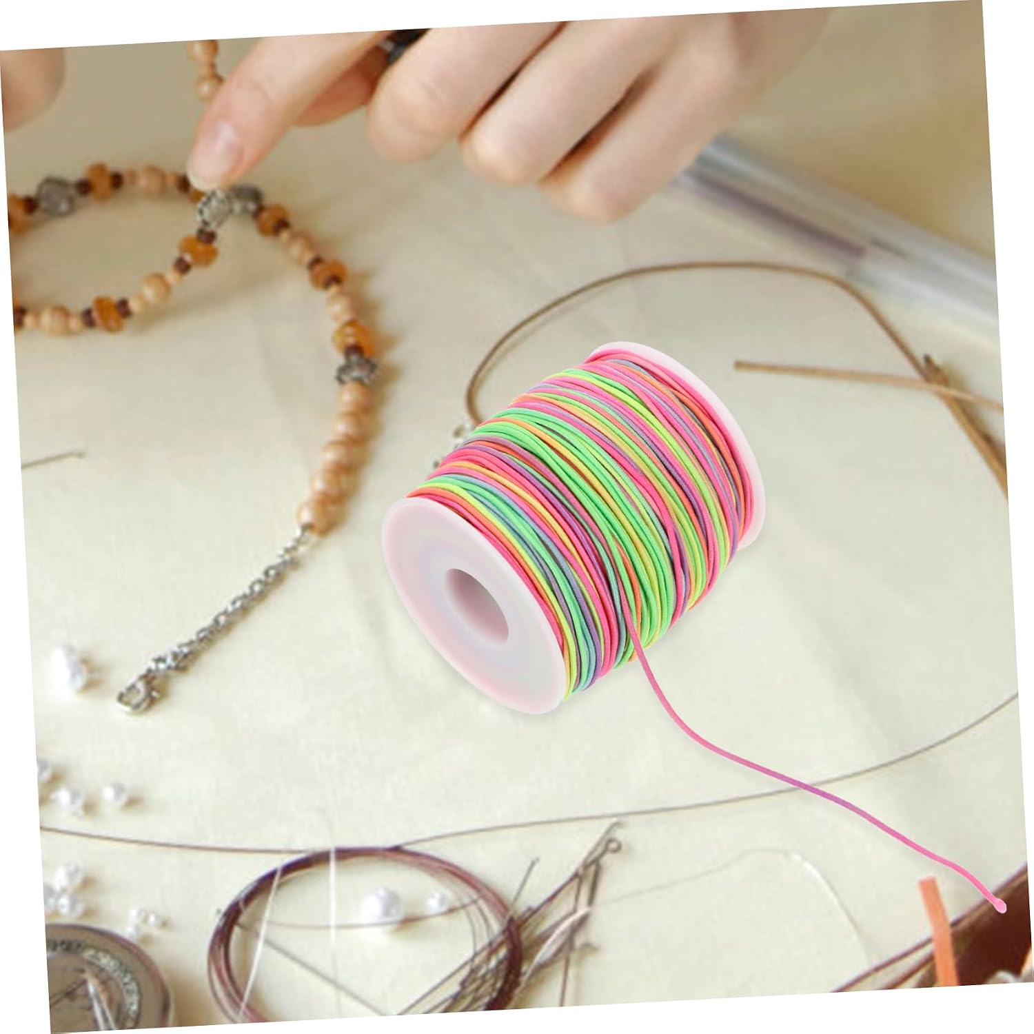 STOBOK 2rolls Elastic Cord for Jewelry Making Stretchy Bracelet String Beading Thread for Necklaces Bracelets and Crafts Easy to Use and Store
