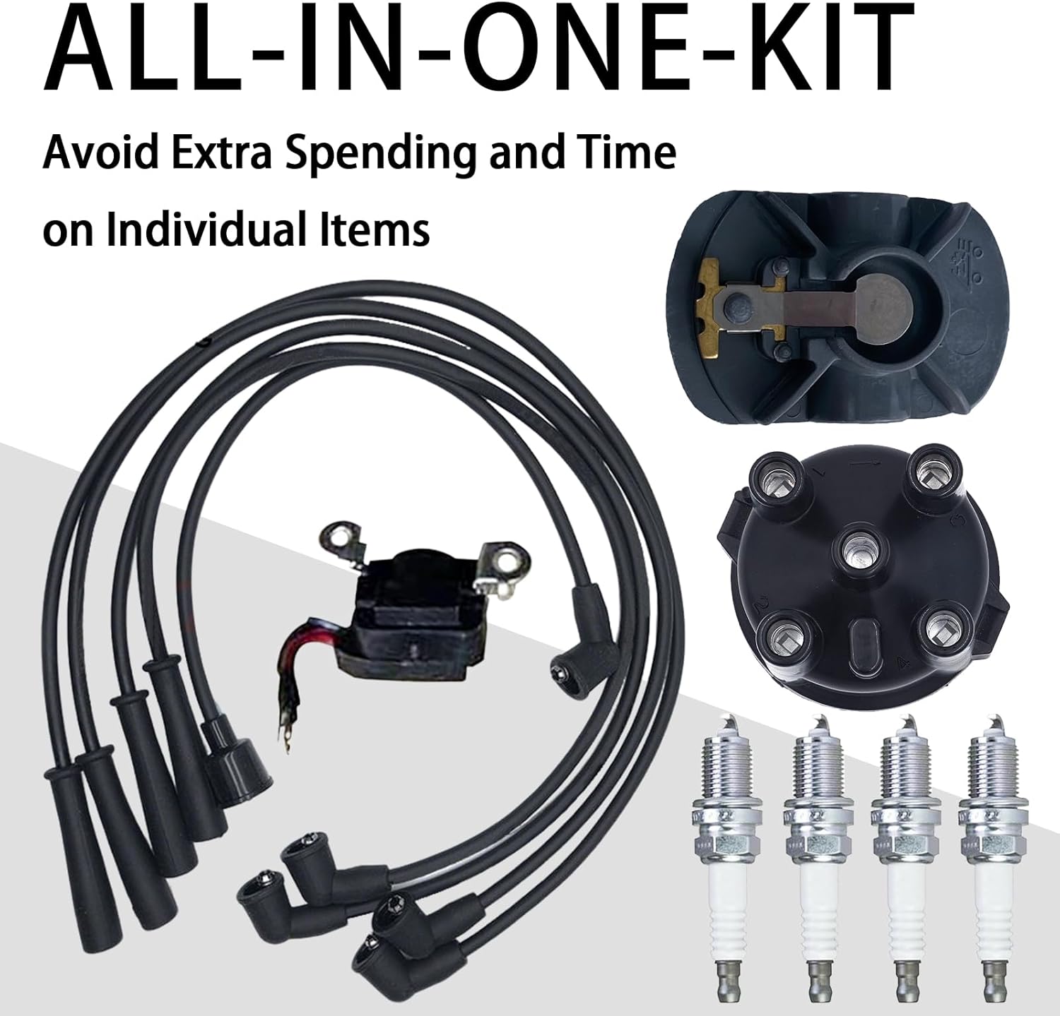 Ignition Service Kit for Mitsubishi 4G63 & 4G64 Engines, Includes Cap, Rotor, Wires, Plugs & Module