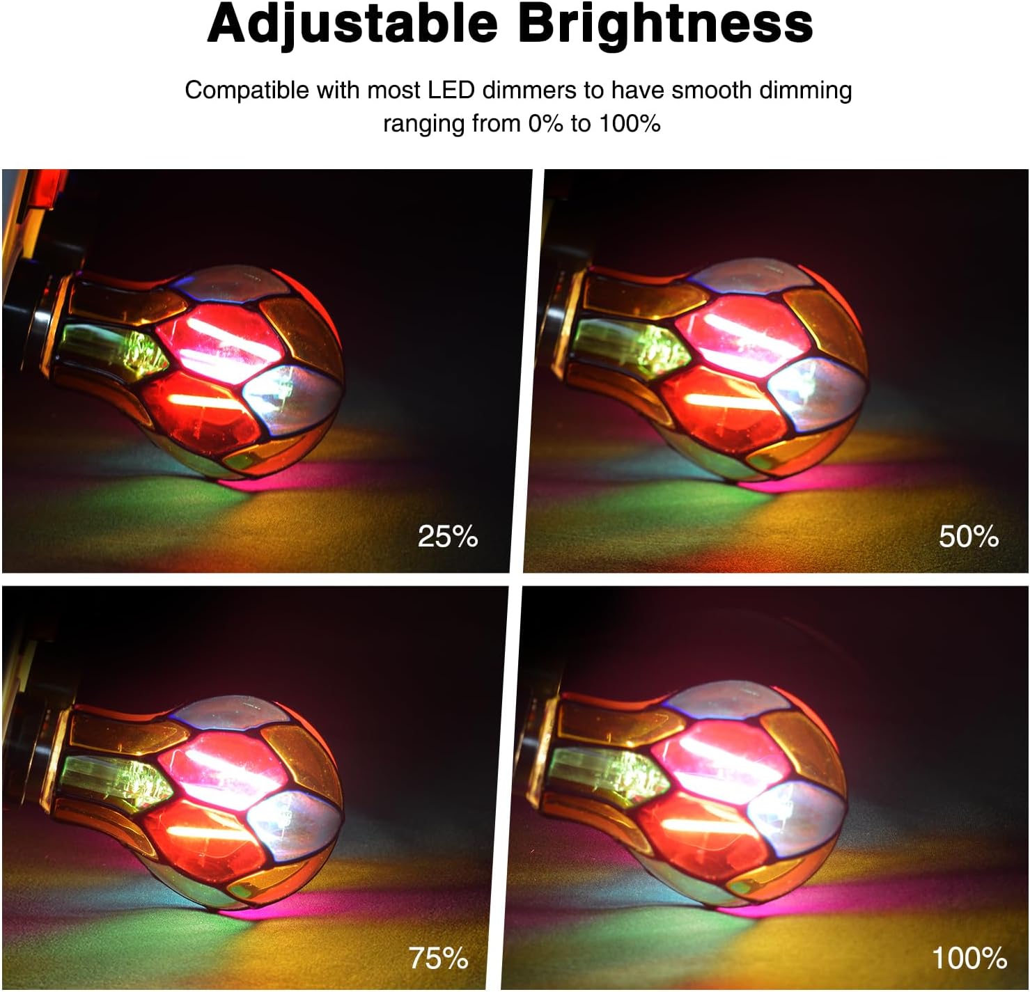 Aygrochy Dimmable Stained Glass Light Bulb LED Bulbs,3.5W E26 Base,A19 LED Colored Light Bulb,for Christmas Decoration,Party,Home Lighting,Garden,Balcony,2 Pack