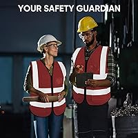 Vista 6 de TICONN Chaleco de seguridad reflectante de alta visibilidad Clase II de malla para mujeres y hombres Cumple con los estándares ANSI