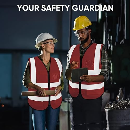 Vista 95 de TICONN Chaleco de seguridad reflectante de alta visibilidad clase II chaleco de malla para mujeres y hombres cumple con las normas ANSI Blanco