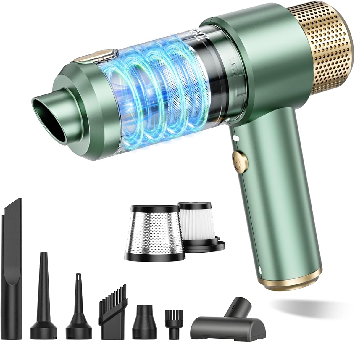 JONYJ Handheld Car Vacuum Cleaner, 16000PA Hand Held Vacuum Portable Cordless, 2 in 1 Air Duster and Vacuum Cleaner with LED Light, Multi-Nozzles, 120W High Power Mini Vacuum for Home, Pet, Office