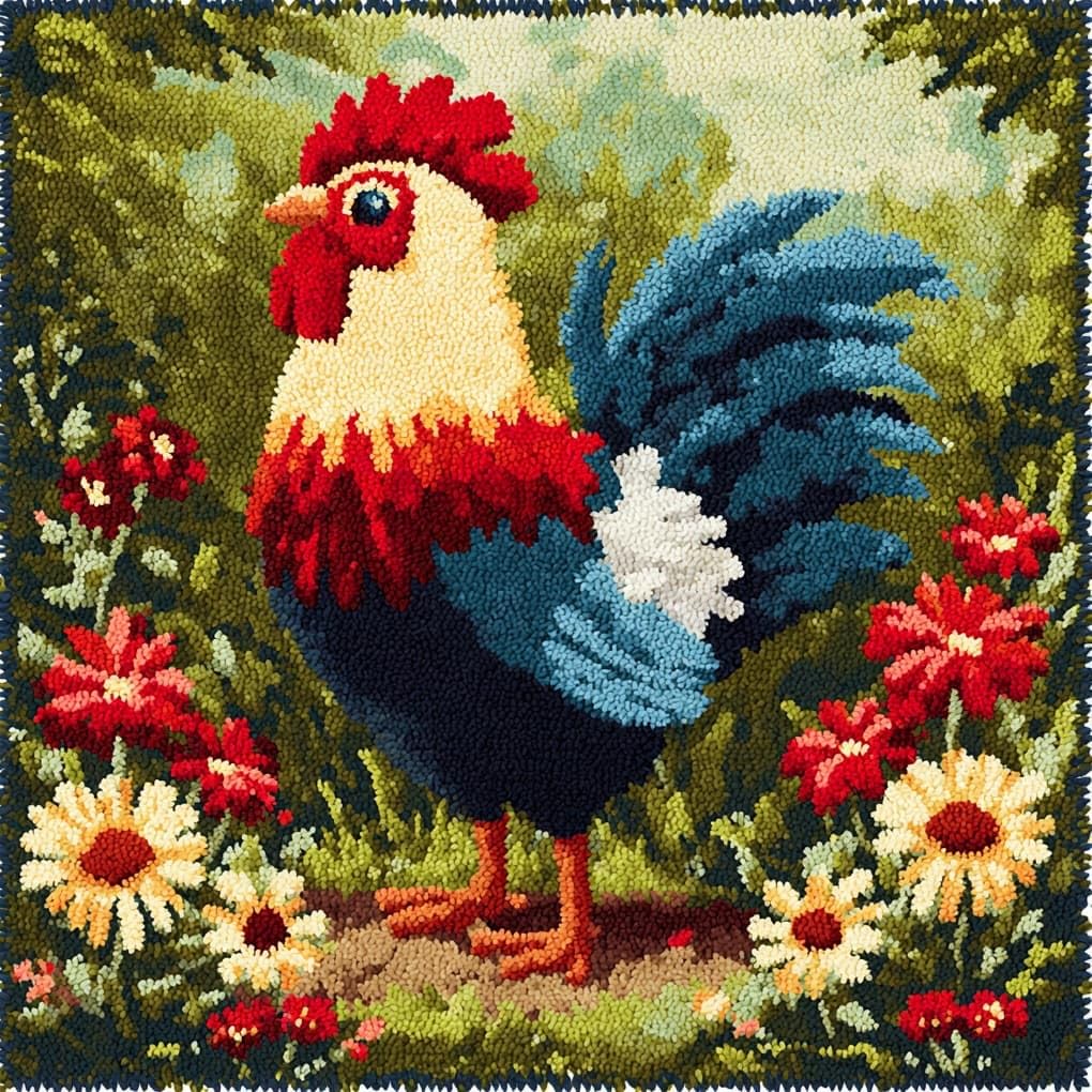 WallustrioaW Latch Hook Pillow Kits Pillow Cover,Cartoon Rooster