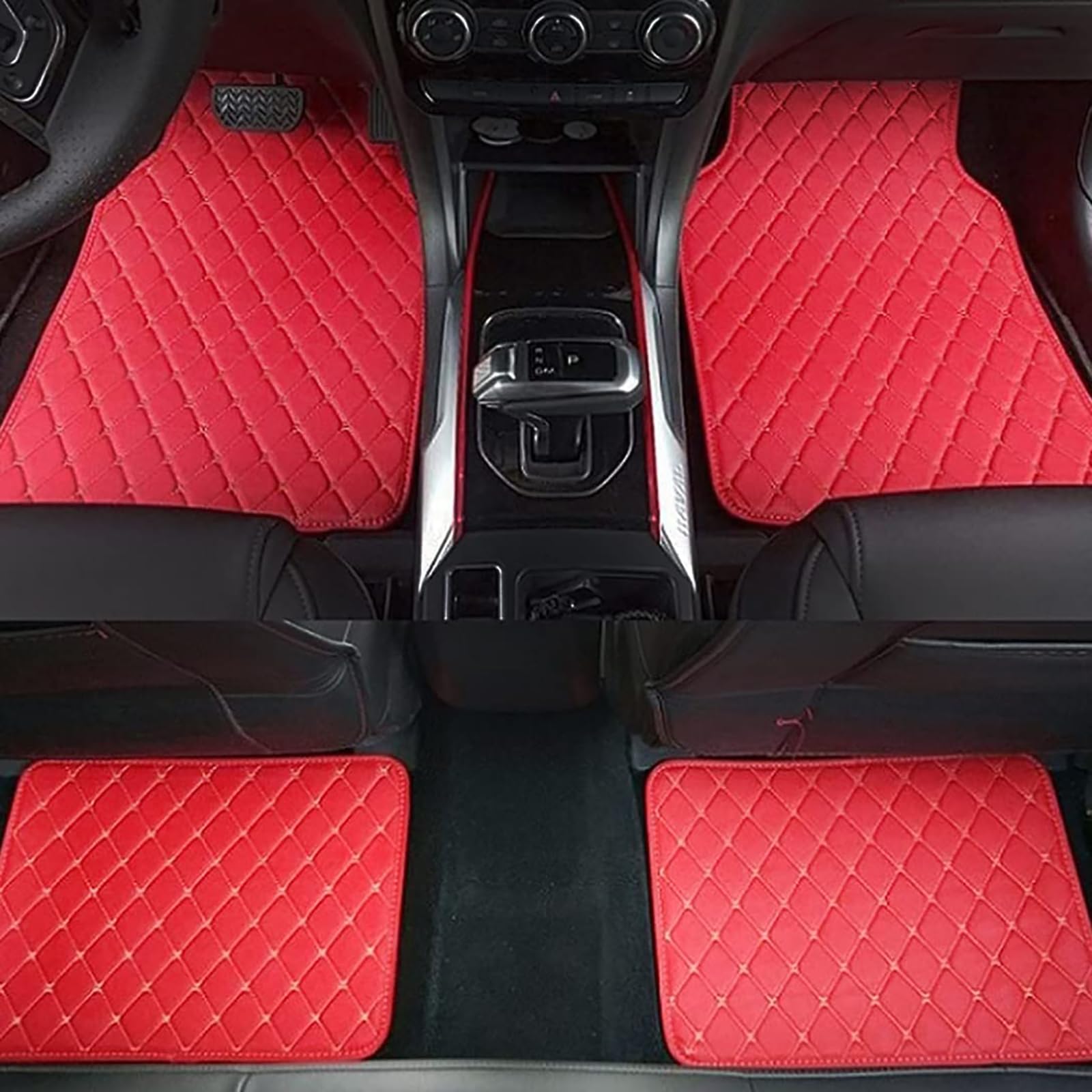 Custom Car Leather Floor Mats For Mini Clubman F54 4 Porte 2016-2022, Mats Carpets PU Floor Liner Waterproof Non Slip Protector Interior Accessories,H/Red (Color : H/Red, Size : Onesize)