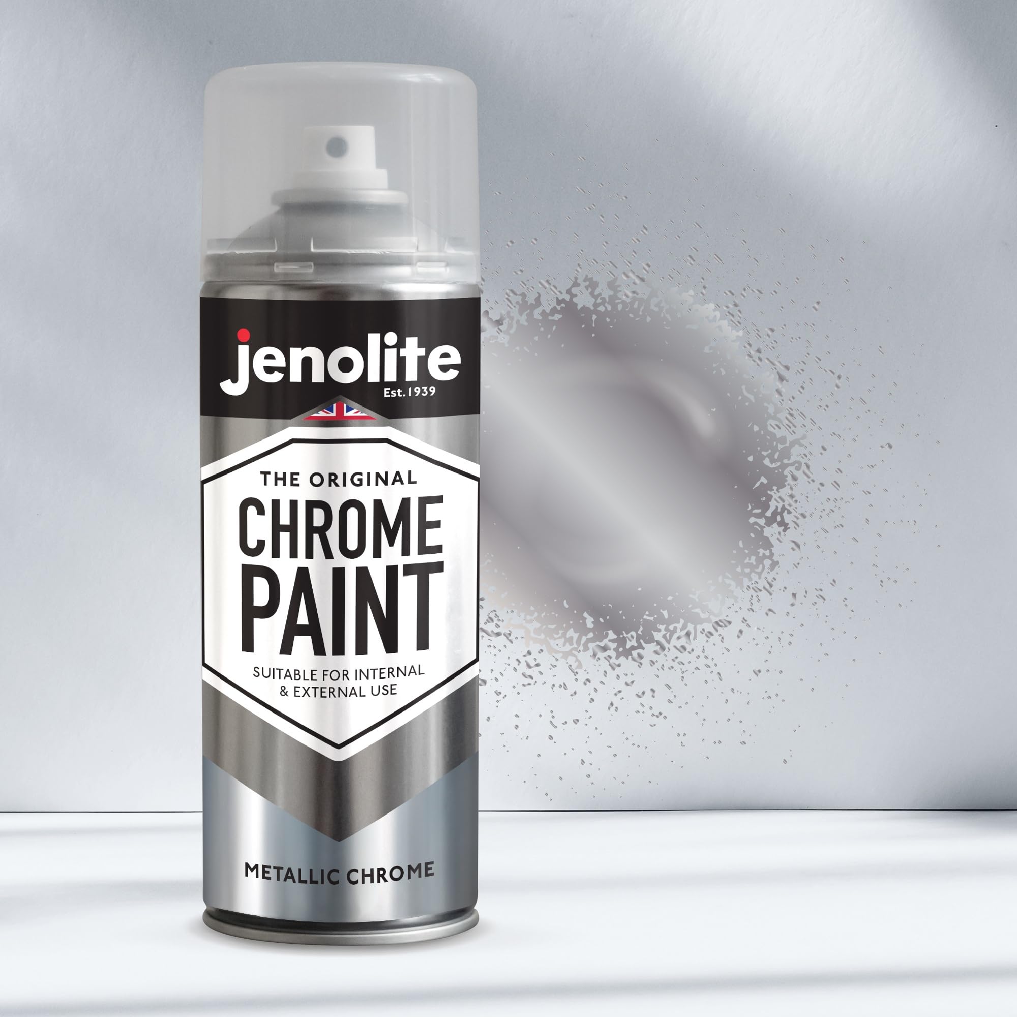 JENOLITE Vaporisateur Bombe de peinture chromée lisse - Convient pour l'intérieur et l'extérieur - 400 ml