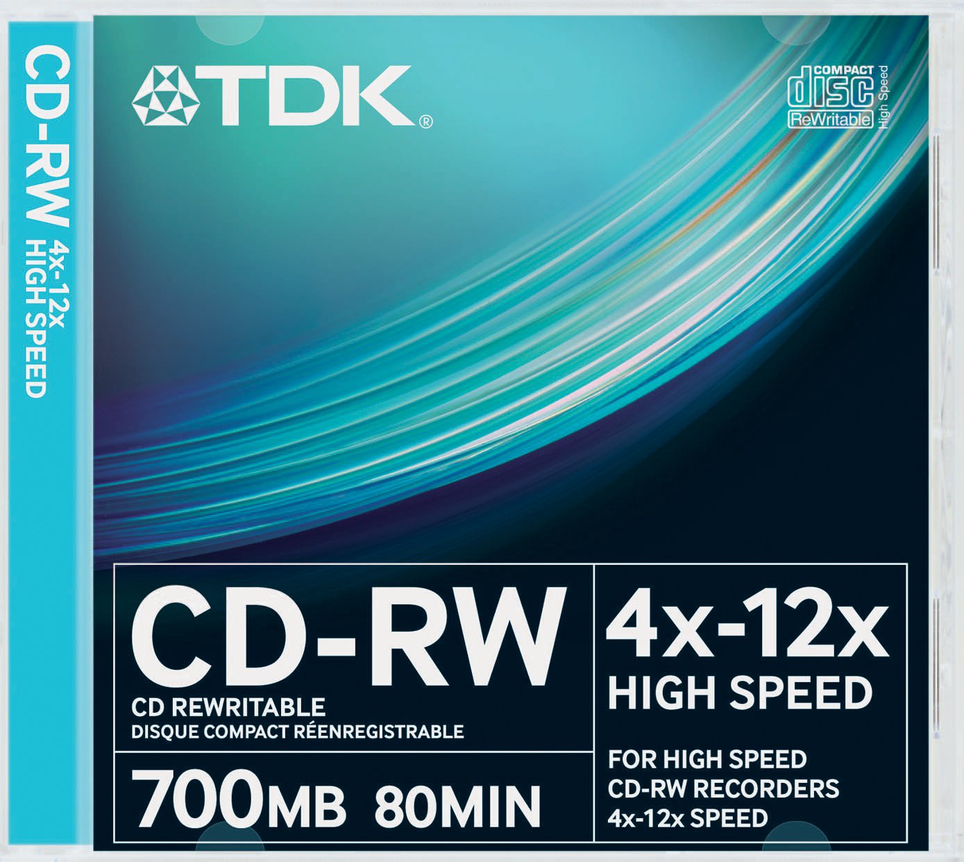 TDK T18792 CDRW High Speed Lot de 12 boîtiers Fins
