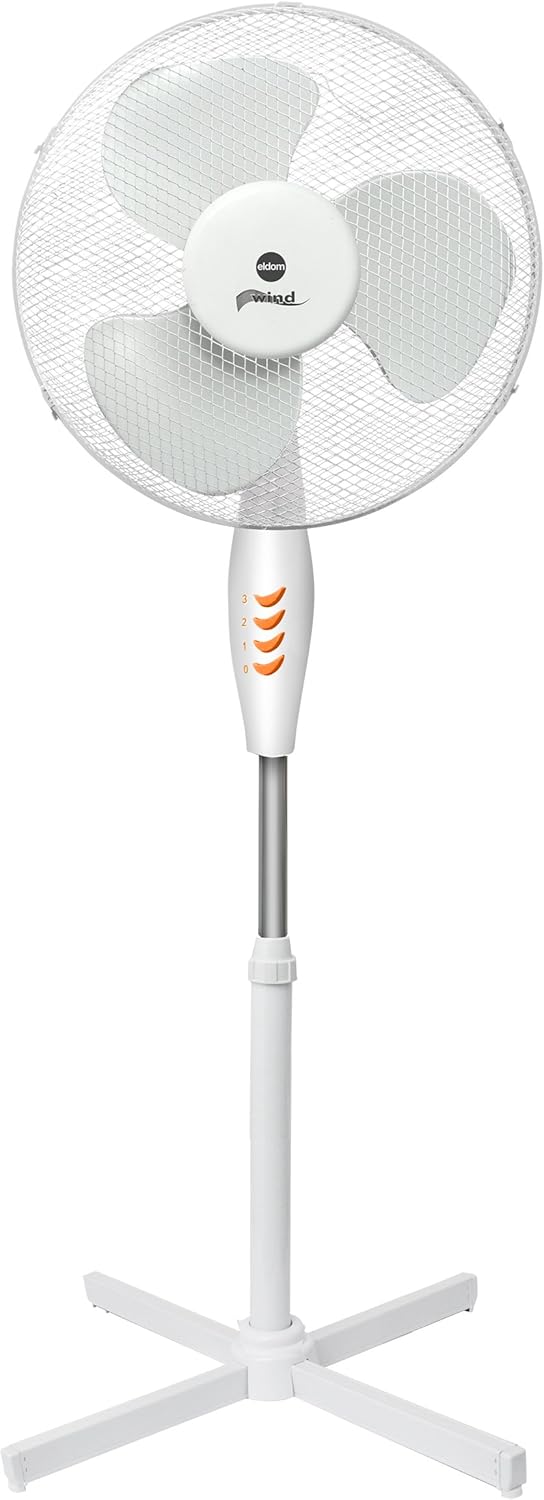 Ventilador del Suelo ELDOM WG50 Blanco, Potencia 45W, Diametro de Rejilla 40cm