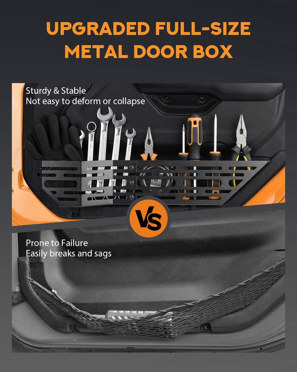PBYMT Front Door Pocket Molle Panels Compatible with Jeep Wrangler JL JLU 4XE 2018-2025, Gladiator JT 2020-2025 Metal Door Pocket Storage Box(Not for Power Seats), 2PCS