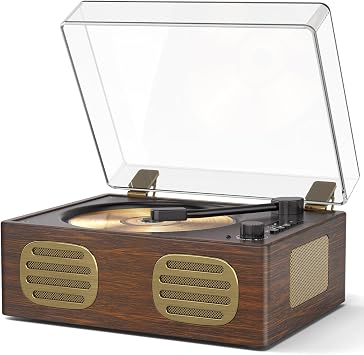 CD Player Portable, Retro CD Player with HiFi Speakers, Bluetooth Input/Output, Rechargeable Small CD Players for Home with LED Screen Display, USB Playback, AUX-in, Headphone Jack, Walnut